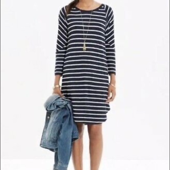 Madewell coin toss stripe dress navy & white S - Picture 2 of 5